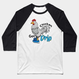 Chicken With Shoes White Blue DRIP Baseball T-Shirt